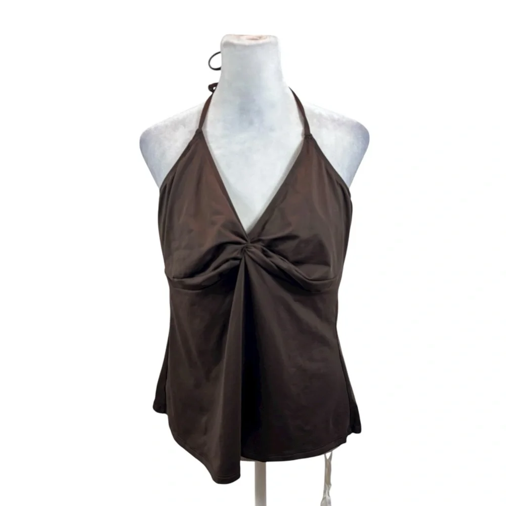 Brand new with Tags Talbots Brown Halter Style Underwire Swim Bikini Top Size 16
